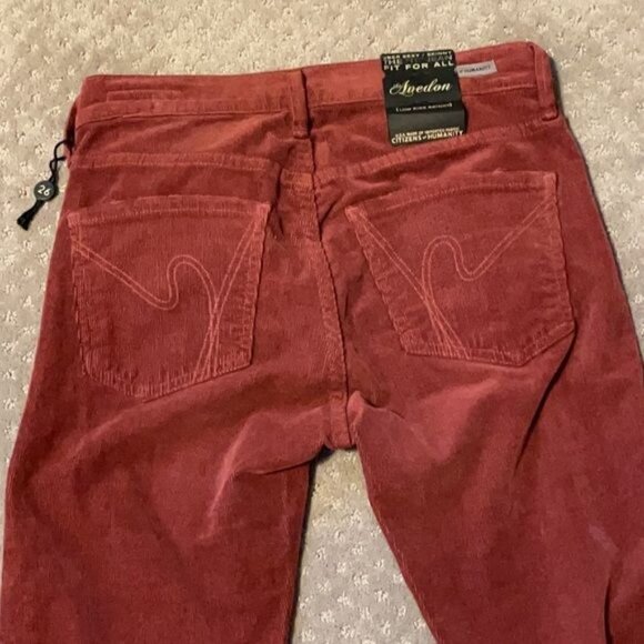 NWT Citizens of Humanity Cinnabar Rust Maroon Corduroy Skinny Jeans Fall Sz 24 - Picture 8 of 9